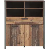 Freiraum Highboard Kommode CLIF 2 Türen 1 Schublade Optik: Old Wood Vintage