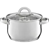 Zimtky | Edelstahl Kochtopf 22 cm Mit Glasdeckel 4,8 L – Induktion, Gas & Backofen – Hochwertiger Silberner Topf