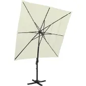 vidaXL Sonnenschirm mit Aluminium-Mast 4-lagig Sandfarben 250x250 cm