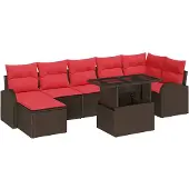 vidaXL Gartensofa-set 8 Stk. Braun Poly Rattan