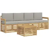 vidaXL Outdoor-Sofagarnitur 5 pcs Weiß und Hellgrau Polyester