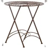 Décoshop26 - Metall-Gartentisch Ø 71 cm rustikaler Stil gealtertes Braun MDJ10217