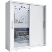 Masseno Schiebetürenschrank FRISKA 154,4/214,4/62cm 2-türig mit Spiegel Weiß