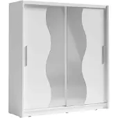 Masseno Schiebetürenschrank RANOR 200/215/62,5cm 2-türig mit Spiegel Weiß