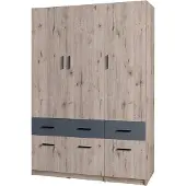 Masseno Drehtürenschrank LUGERN 136/197,6/53,6cm 3-türig Wellington-Eiche