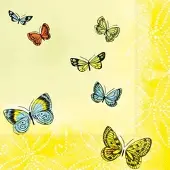 Papstar 10 X 20 Servietten, 3-lagig 1/4-Falz 33 cm x 33 cm "Papillons"