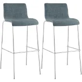 CLP 2er Set Barhocker Hover stapelbar Stoffbezüge Vierfußgestelle bis 150 kg | Farbe blau Gestell Farbe chrom