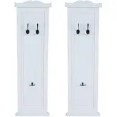 BERLINLODGE 2er-Set Garderobe | HxBxT 109x28x5,7cm | Wandhaken Holz | Weiß lackiert | Wandgarderobe Garderobenpaneel