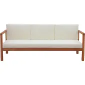 Miliboo - Gartensofa 3-Sitzer Massivholz und beigefarbene Kissen L190 cm AKIS