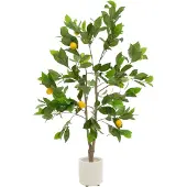 ML-Design Künstlicher Zitronenbaum 130 cm, Kunstbaum mit Früchten im Topf, für Innen & Außen