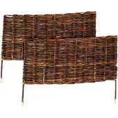 Relaxdays Beeteinfassung, Weide, 2er Set, HxB: 30 x 60 cm, zum Stecken, Beet & Rasen, niedrige Beetumrandung, braun