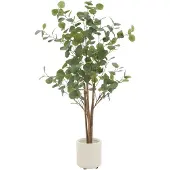 ML-Design Künstliche Eukalyptus 120 cm mit Naturholzstamm Outdoor