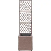 vidaXL Hochbeet mit Rankgitter 1 Topf 30x30x107 cm Poly Rattan Braun