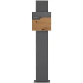 ML-Design ECD Germany Standbriefkasten Anthrazit Edelstahl 170 cm mit Zeitungsfach, Postkasten Holzoptik, pulverbeschichteter Stahl