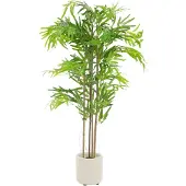 ML-Design – Künstlicher Bambus – 120 cm | Echtholzstamm, im Topf, Kunstpflanze Indoor & Outdoor, wie echt