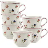 Villeroy & Boch Tasse "Frühstückstassen Petite Fleur 260 ml 6er Set weiß", weiß, B:10,2cm H:7,3cm Ø:10,2cm, Porzellan, Trinkgefäße, Tasse, Spülmaschinengeeignet, Mikrowellengeeignet
