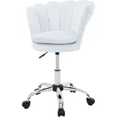 ML-Design Bürostuhl aus Samt Hellblau, Schminktisch Stuhl mit Muschel-Rückenlehne, Drehstuhl mit Rollen, Schreibtischstuhl höhenverstellbar Drehhocker