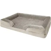 Aspero Orthopädisches Hundebett mit hohem Rand, abgesenktem Einstieg, waschbarem Bezug & rutschfester Unterseite