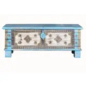 GINER Y COLOMER Truhe aus Mangoholz in Blue | Gr.: onesize