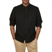 DENIMFY Leinenhemd Herren Langarm Regular Fit DFJesper Regular Fit Schwarz XL