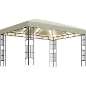 Syfax Pavillon mit LED-Lichterkette 3x4 m Cremeweiß