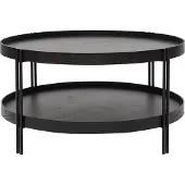 Miliboo - Runder Couchtisch aus Eiche schwarz und Metall D80 cm TWICE