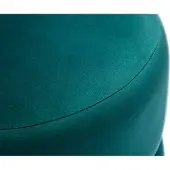 Miliboo - Runder Samtpouf in Petrolblau und Goldmetall D40 cm JOY