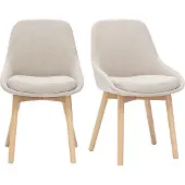 Miliboo - Skandinavische Stühle aus beigem Samtstoff und hellem Massivholz (2er Set) HOLO