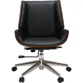 Miliboo - Design-Bürosessel dunkles Holz und Schwarz CURVED
