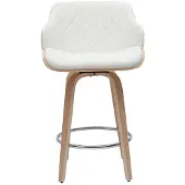 Miliboo - Barhocker Design Drehbar 360° Weiß und Hellholz H65 cm LUCIEN