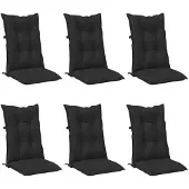 vidaXL Set Hochlehner-Stuhlkissen 6 pcs Melange Schwarz