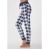 Vivance DREAMS Schlafhose in dunkelblau-weiß-kariert | Gr.: 40-42