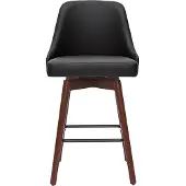 Miliboo - Design-Barhocker drehbar schwarz und dunkles Holz H65 cm (2er-Set) HASTA