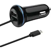 2GO USB-Kfz-Ladegerät 2400mA Lightning + 1x USB 1,4m schwarz
