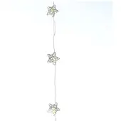 MARELIDA LED Drahtlichterkette Drahtsterne - 20 warmweiße LED - L: 1,90m - Timer - Batterie - weiß