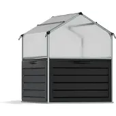 Palram - Canopia Metall Hochbeet mit Gewächshaus Plantino anthrazit 118x118x148 cm