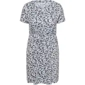 KAFFE CURVE Midikleid "Damen Kleid KCmella", Damen, Gr. L, N-Gr, blau (blau fog with coffee bean flower), Obermaterial: 95% Viskose CV. 5% Elasthan EL., Kleider Midikleid