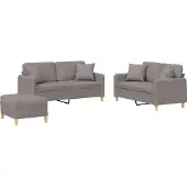vidaXL 3-tlg. Sofagarnitur mit Kissen Taupe Stoff