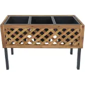 Mendler Hochbeet MCW-P86, Blumen-/Pflanzkasten Pflanzgefäß, In-/Outdoor Akazie Holz MVG- 59x82x32cm braun
