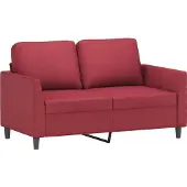 vidaXL 3-tlg. Sofagarnitur mit Kissen Weinrot Kunstleder