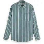 Scotch & Soda Regular Fit Dobby Stripe Shirt Pitch Green Pinstripe Größe: XXL | Business hemden Outlet | Herren | Grün