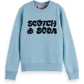 Scotch & Soda Girl Regular-fit Garment-dyed Sweatshirt With Front Artwork Größe: 6 | Hemden Outlet | kids | Weiß