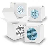 Itenga Adventskalender zum Füllen 24x Würfel 6,5cm WEISS + Sticker V04 Z05