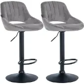 CLP 2er Set Barhocker Milet Samtbezug höhenverstellbar drehbar mit Rückenlehnen dunkelgrau Material Gestell Metall matt schwarz