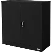 ML-Design Aktenschrank 90x40x90 cm Schwarz | Stahl, abschließbar, 2 Türen, höhenverstellbare Böden