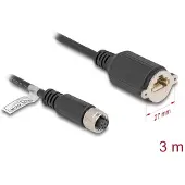 DeLOCK M12 Kabel A-kodiert 8 Pin Buchse zu RJ45 Buchse zum Einbau Cat.5e FTP 3 m schwarz, 3 m, Cat5e, F/UTP (FTP), M12, RJ-45, Schwarz