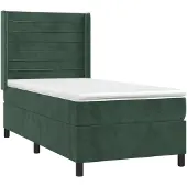 Syfax Boxspringbett mit Matratze Dunkelgrün 100x200 cm Samt