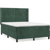 Syfax Boxspringbett mit Matratze Dunkelgrün 140x200 cm Samt