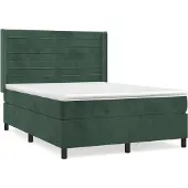 Syfax Boxspringbett mit Matratze Dunkelgrün 140x190 cm Samt