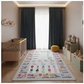 KADIMA DESIGN KINDERTEPPICH TRAUN, mit Alphabet-Zahlen-Tiere-Motiv, Grau, 120 x 170 cm